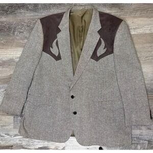 Vintage Circle S Western Blazer 52R USA Wool Tweed Cowboy Ranch Jacket XXL
